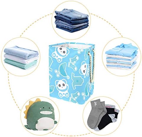 Deyya panda lavanderia azul cesto cesto de altura dobrável para crianças adultas meninos adolescentes meninas