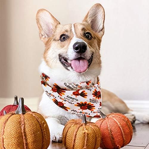 Pohshido Dog Ação de Graças Bandana Fall Pumpkin Constume Triangle Bibs Para animais de estimação, 2