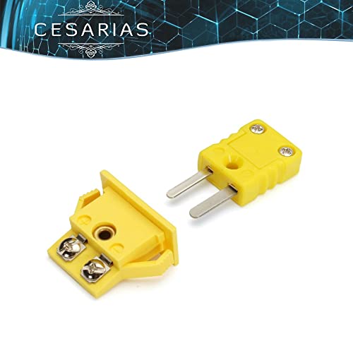 Cesarias K-tipo Painel Montante Thermocouple Mini Plug Connector, Masculino e feminino, amarelo, conjunto