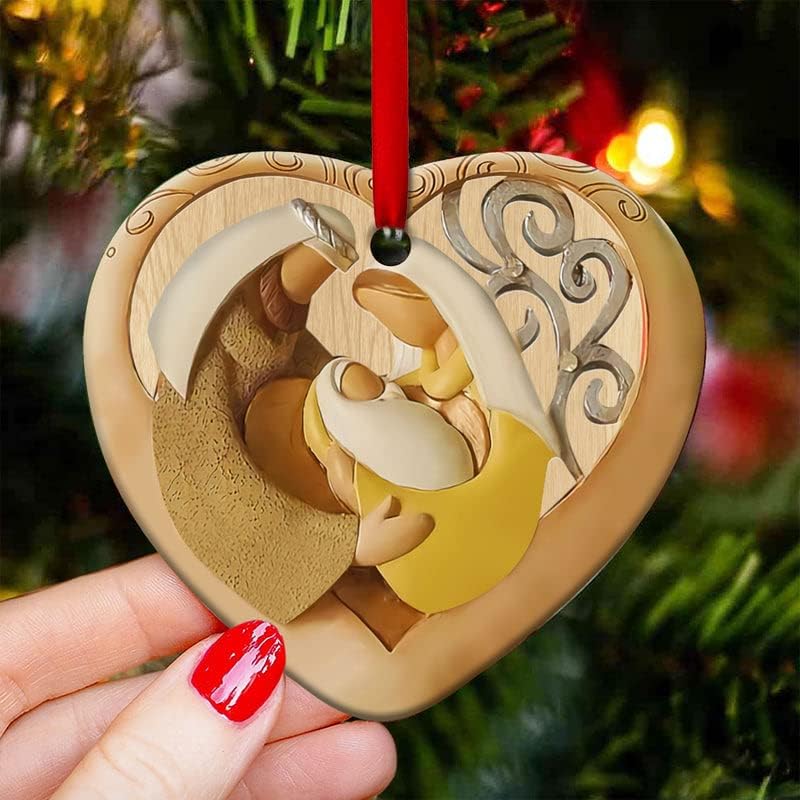 2022 Ornamentos de Natal, decorações de árvores de Natal - Jesus Natividade NQAY1905006Y Ornamento