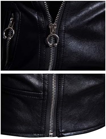 Jaqueta de couro puk masculino causal com cinto de couro falso de camisa de motocicleta com zíper do zíper