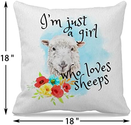 Farm Animal temático 18 ″ × 18 ″ apenas uma garota que adora ovelhas de ovelhas de ovelhas decorativas florais