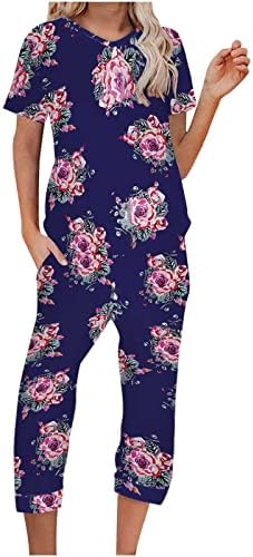 Ladies Cotton Graphic Print Floral Pant Set para meninas adolescentes Summer Summer Fall MV