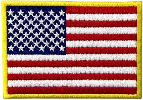 PatchClub American Flag Patch Premium bordados, 3,5 polegadas de ouro - Bandeira dos EUA Patch, Estados