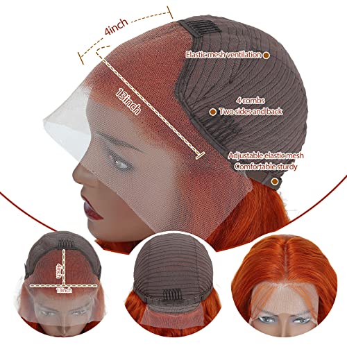 Anmanbeauty Ginger Orange Lace Front Wigs Human Human 350 13x4 HD Lace Body Wave Wigs 150%