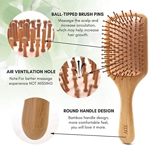 Escova jdy escova de cabelo de bambu e escova de shampoo para crescimento de cabelos e remoção de caspa, elevador