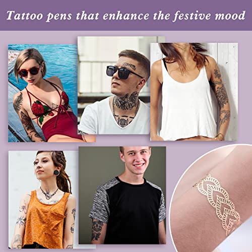 Tattoo Pen Tattoo Removável Marcadores de tatuagem Multi-colorir Kit Tattoo Kit Face Paint com 15 canetas de