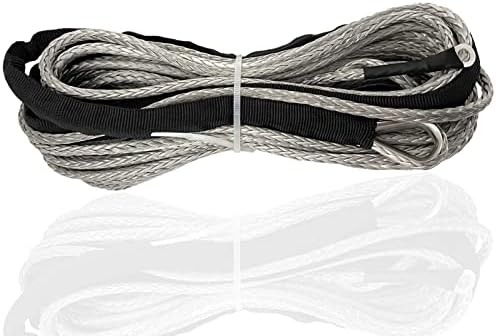 Corda de guincho sintético 1/4 x 50 pés de corda de corda 8500 libras corda de reboque com manga preta