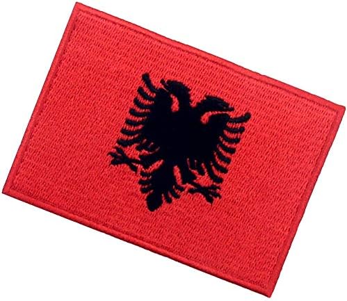 Embtao Albânia Bandeira Bordeira Bordada Moral Nacional Apliques Ferro Em Sew On Albanian Emblem