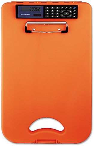 Saunders 00543 Deskmate II com calculadora de 1/2 polegada tampa de clipe 8 1/2 x 12 folhas hi-vises laranja