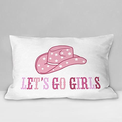BUROSEV Let's Go Girls Soft Blow Pillow Tampa, Chapéu de Cowgirl Rosa Preppy Pronha Decorativa, Decorações