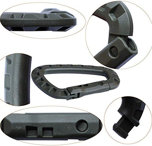 Carabiner Tactical 10pcs Aplicação do polímero leve Bloqueio de anel D gancho pendurado Link Tactical