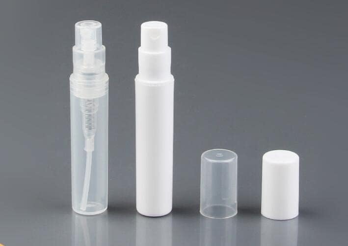 Premium 2ml 3ml 4ml 5ml Garrafas de perfume de plástico 100pcs/lote Black White Color Spray Recarregável