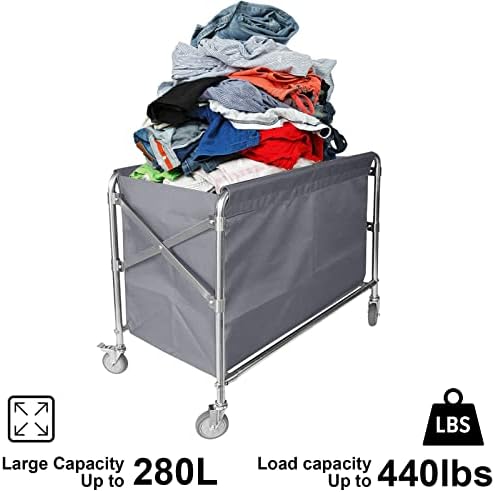 Carrinho de lavanderia com rodas 34,25 ”L x 20,47” W x 30,7 ”H, Capacidade de carga de carrinho