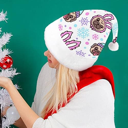 Snowflake pug e coelho chapéus de natal com adultos chapéus de natal para férias