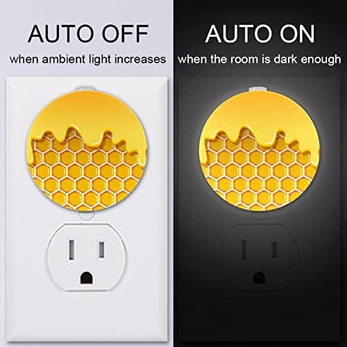 2 Pacote Plug-in Nightlight LED Night Light Hive com mel com sensor do anoitecer para o amanhecer