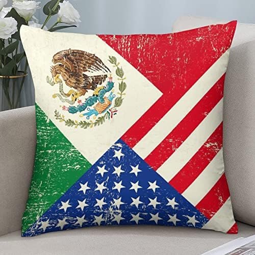 EUA e bandeira mexicana Conjunto de capas de travesseiro de 2 arremesso de almofada quadrada travesseiros