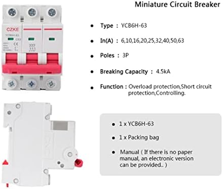 Uncaso YCB6H-63 3P Proteção do disjuntor miniatura MCB 3Poles Capacidade de quebra de montagem do trilho