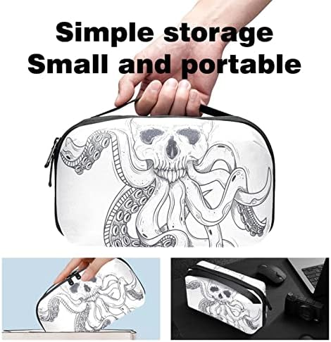 Organizador de eletrônicos, Branco de Cable Small Cable Skull Octopus Organizador de transporte, bolsa de