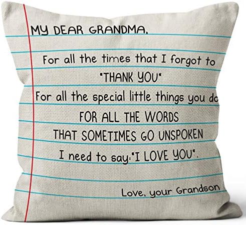 M-qizi avó eu te amo tampa de travesseiro de linho, 18 x 18 polegadas, vovó presentes do neto, melhor avó