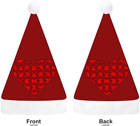 Autismo Puzzle Heart Chapéus de Natal para adultos Chapéus de Natal para férias