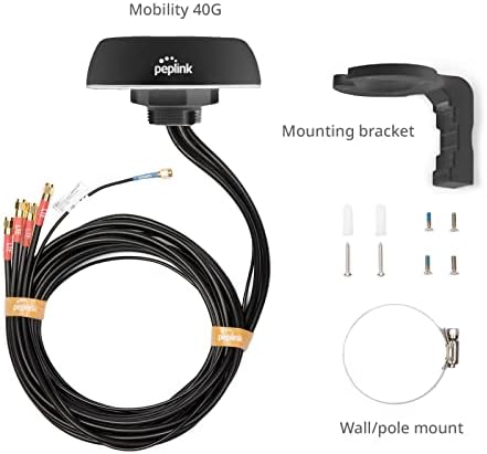 PEPLINK MOBILIDADE 40G, 4X4 MIMO 5G Antena celular pronta com receptor GPS, SMA, 6,5 pés/2m, preto | Ant-MB-40G-S-B-6
