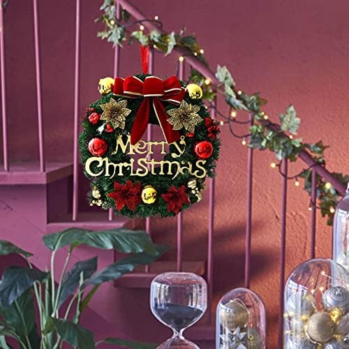Christing Wreath, decoração para a casa da parede da porta, simulação de coroa de natal Garland janela
