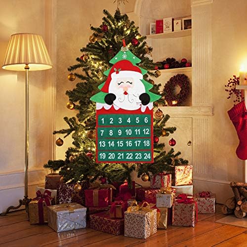 Yiisu unwdmg contagem regressiva de natal 24 dias pendente calendário de decoração de árvore de Natal