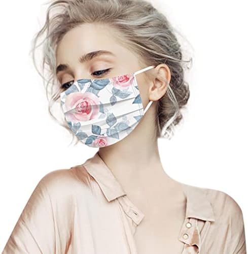 50pcs máscaras faciais descartáveis ​​para adultos 50 PCs Mulheres da moda Trendy Floral Print Protect Capa Face