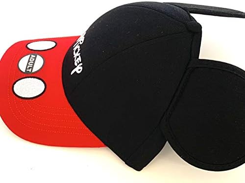 Disney adulto Mickey Mouse Orezes Capinho de beisebol, vermelho preto, tamanho único