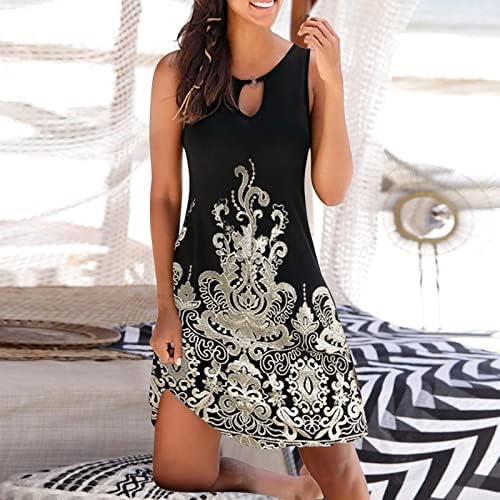 Vestidos de verão para mulheres praia 2023 Vintage Floral Sleeseless Tshirt Sundress Dress Casual
