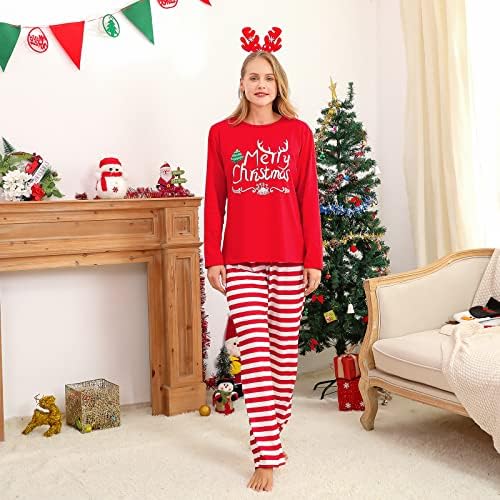 Family Christmas PJS Conjuntos de letra de letra e calças xadrezes Loungewear Jammies Family Holiday Pijamas Roupfits