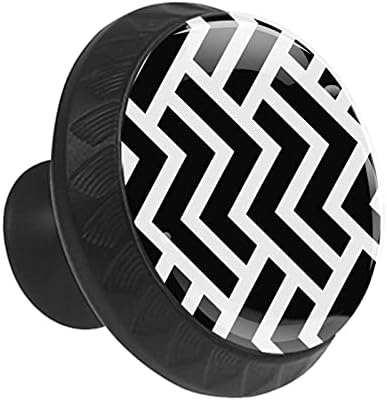 12 peças, botões de vidro de onda geométrica em preto e branco para gavetas de cômoda, 1,37 x 1,10 em