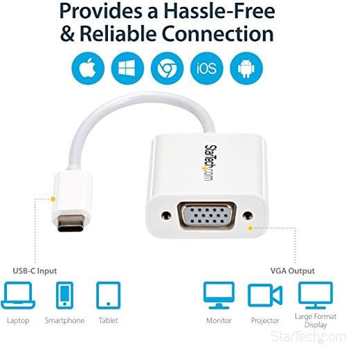 Startech.com USB -C para VGA Adaptador - White - 1080p - Converter de vídeo para o seu MacBook Pro / Projector