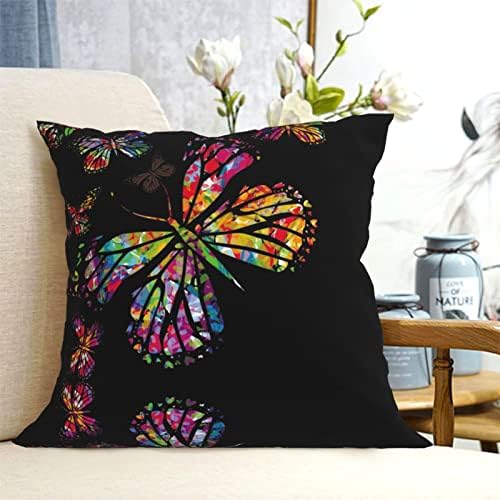 ASELO Colorido Pillow Butterfly Throw, Caixa de almofada quadrada macia para sofá de sofá -cama quarto