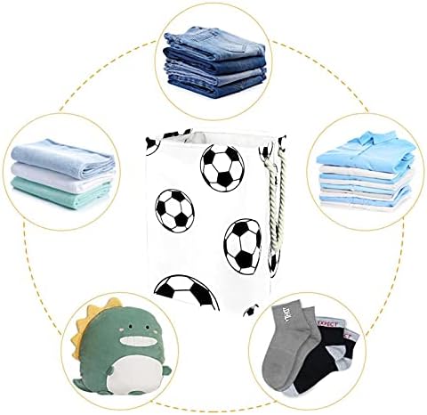 Futebol de futebol preto branco grande lavanderia cestas de pano sujo cestas de armazenamento com alças