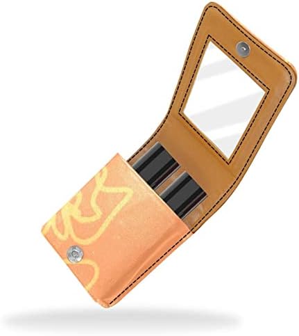 Caixa de batom oryuekan com espelho bolsa de maquiagem portátil fofa bolsa cosmética, laranja