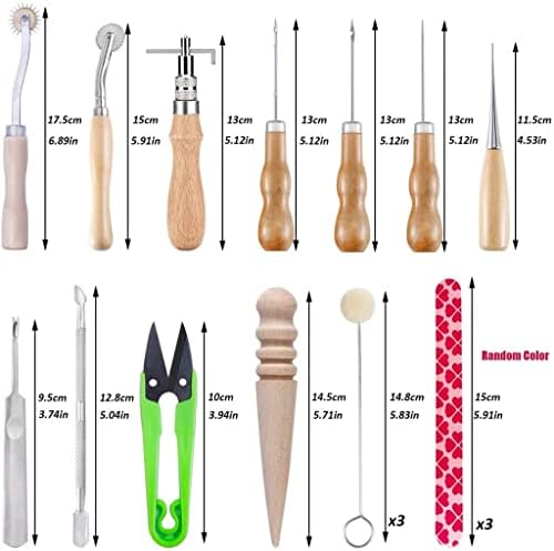 SDFGH 73pcs Kit de ferramentas de couro com fio encerado, agulhas de costura, groover de costura ajustável, kit
