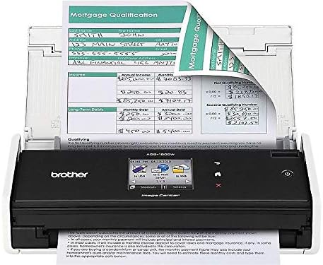 Irmão ADS1500W ImageCenter ADS-1500W Scanner compacto sem fio, 600 x 600 dpi, 20 folhas ADF