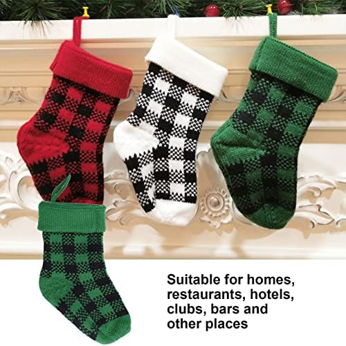 Mini meias xadrez de Natal PLPLAAOO, Ornamento de pingente pendurado em árvore de Natal de fibra acrílica,