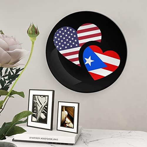 Bandeira de Porto Rico Função Funnamente China Decorativa Placas Redondas Cracos de Cerâmica Artesanal