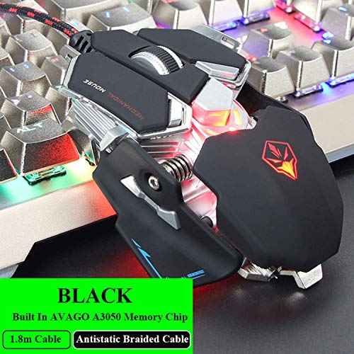 Luom G10 USB Wired Knight Gaming Mouse com 4000 dpi profissional, 9 botões com luz de fundo LED óptico