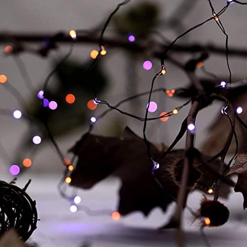 Xiwu laranja roxo Halloween Fairy Lights 10ft 60 LEDS Luzes de Halloween operadas por bateria com timer remoto