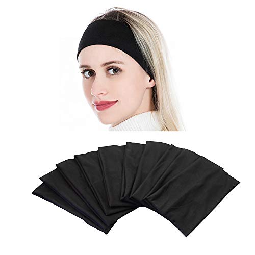 Bandas de cabeça de máscara facial de Yeshan Wide Face para mulheres com faixas de cabeça de bandana pretas