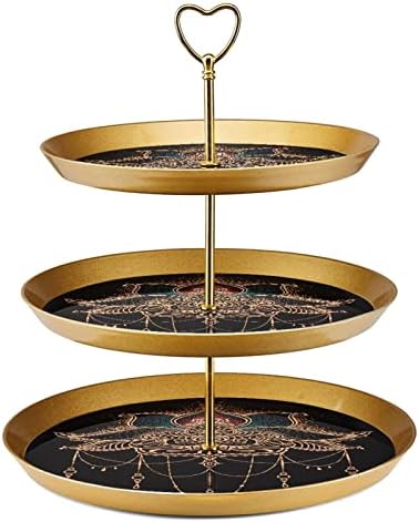 Stands de bolo Conjunto de 3, Lotus Flower Padrive Pedestal Display Table Sobersert Cupcake Stand para Celebração