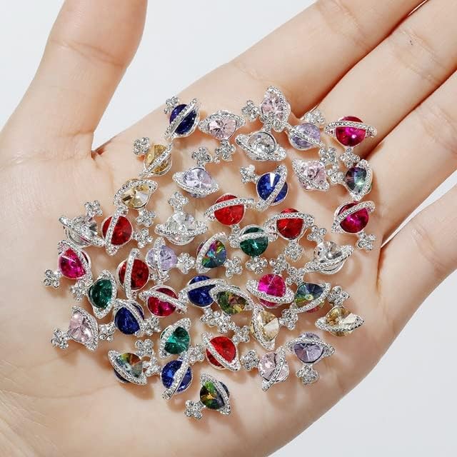 Luxo Abrescent 3D Cristais Diamantes Diamantes Charms de unha Alloy metal Romestone Diy Uil Art Heart