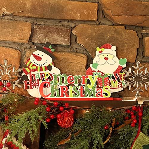 LIOOTY 6 PCS Decorações de mesa de Natal para jantar cafeteria, slogan de natal ornamentos