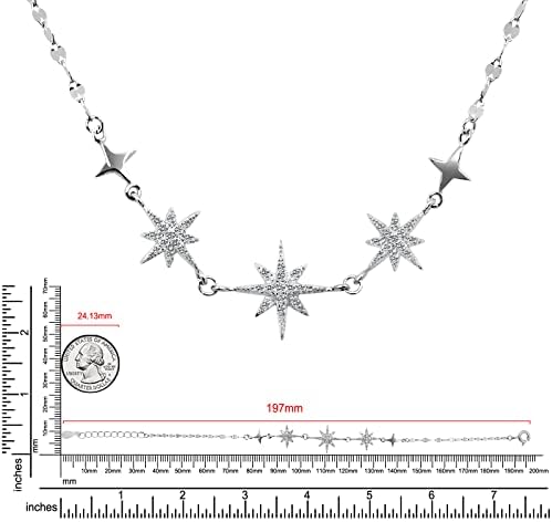 Sheborn North Star Bracelet, pulseira de prata esterlina de 7,7 polegadas para mulheres 925 STERLING