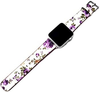Nickston Purple Roses Floral FL-4 Compatível com Apple Watch Ultra 8 7 6 SE Série 40mm 41mm 44mm 45mm