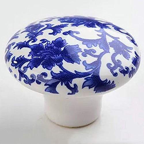 Gabinete de motivos brancos azuis puxar a gaveta do botão de cerâmica alça de porcelana puxa maçanetas